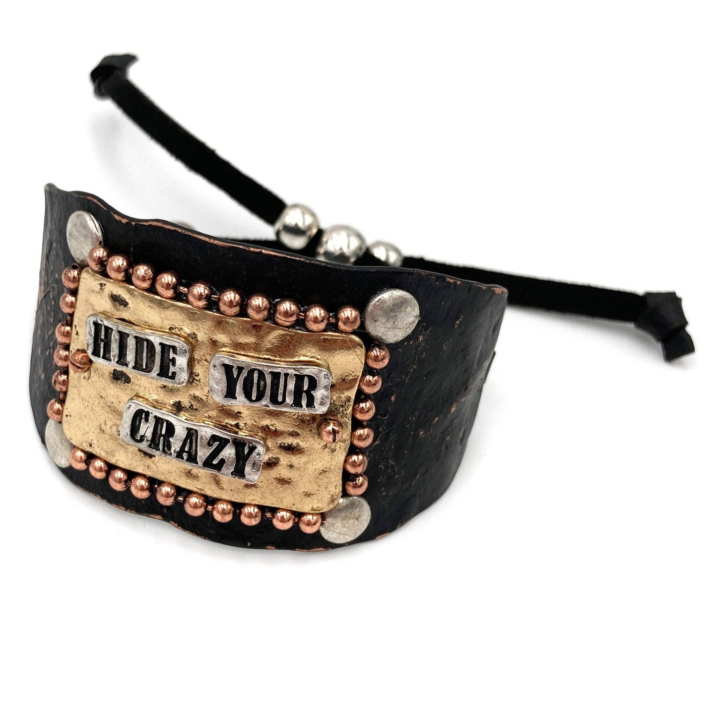 Hide Your Crazy Silver Gold Patina Western Bracelet Cuff: Patina