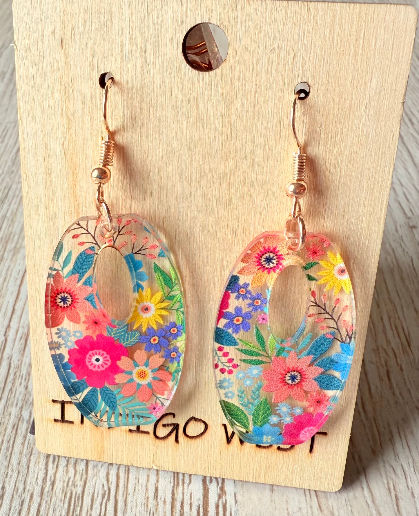 "Wildflower Bloom" Oval Acrylic Earrings