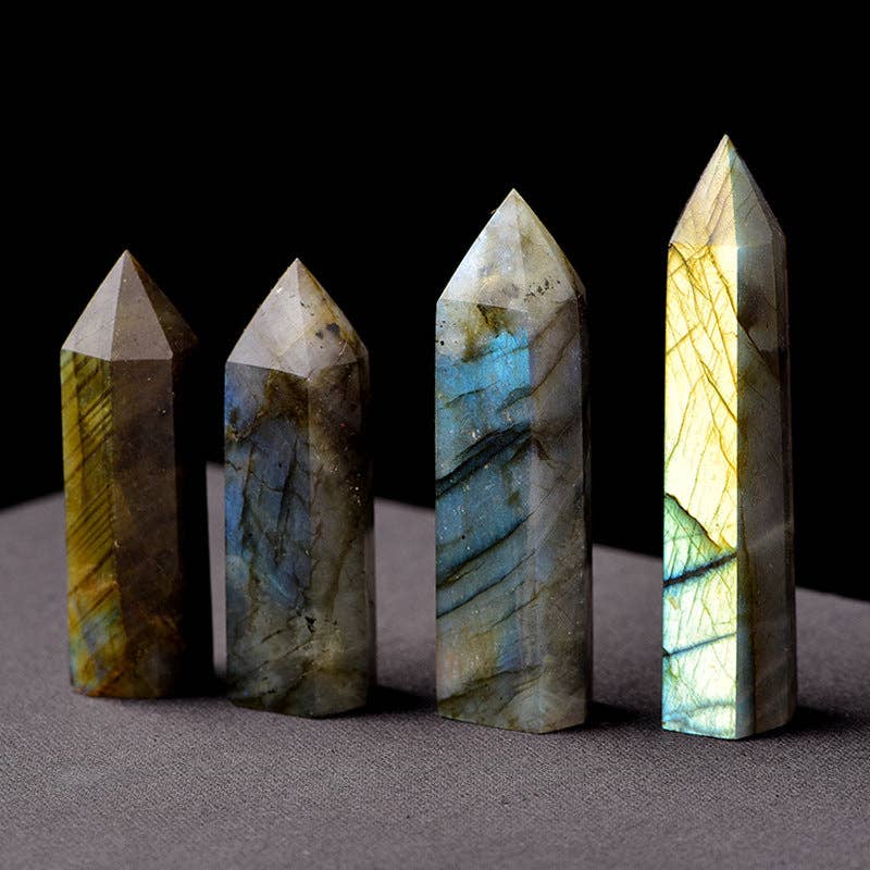 Natural Labradorite Crystal Obelisk Tower