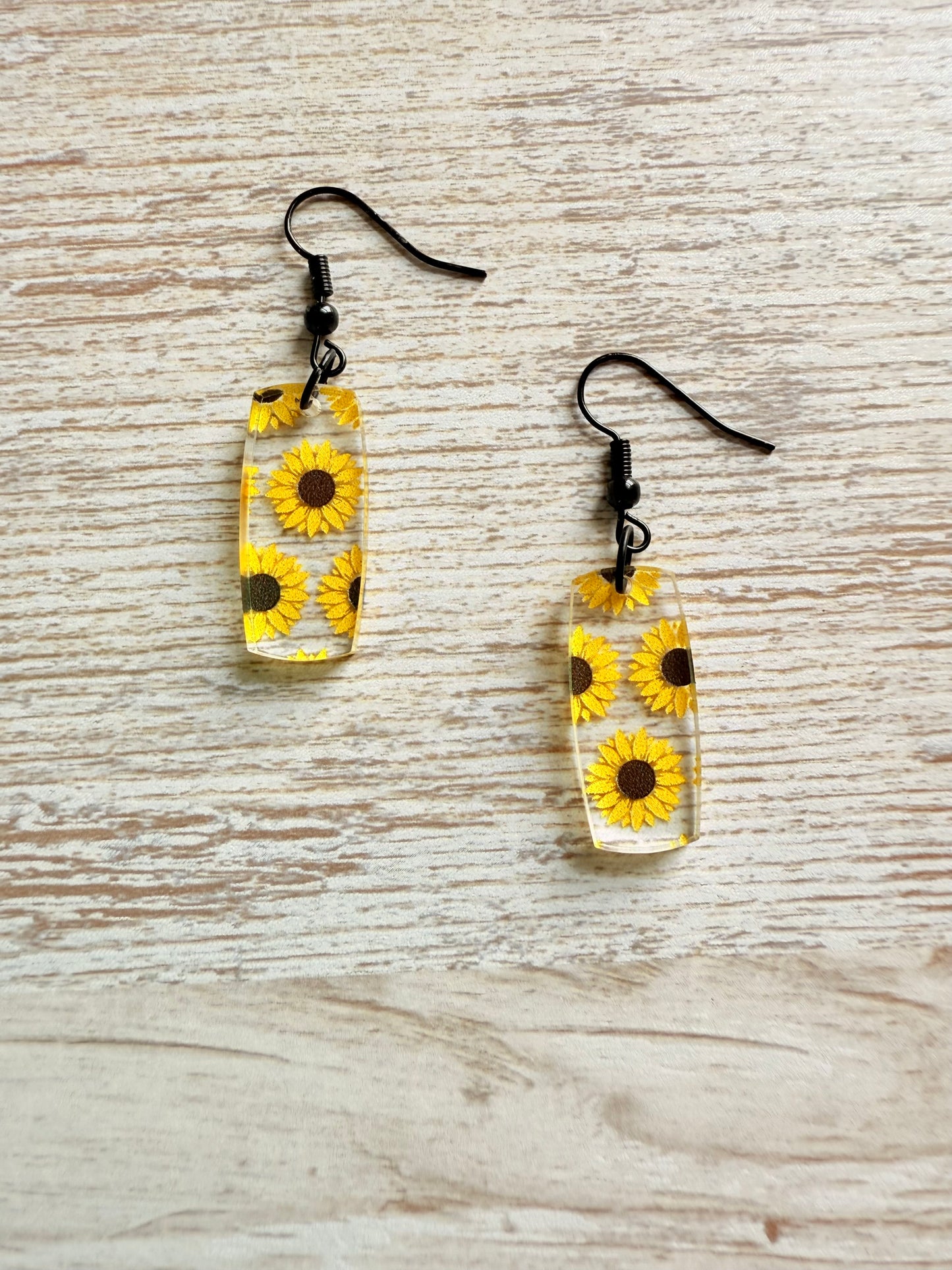 Golden Sunflower Acrylic Earrings