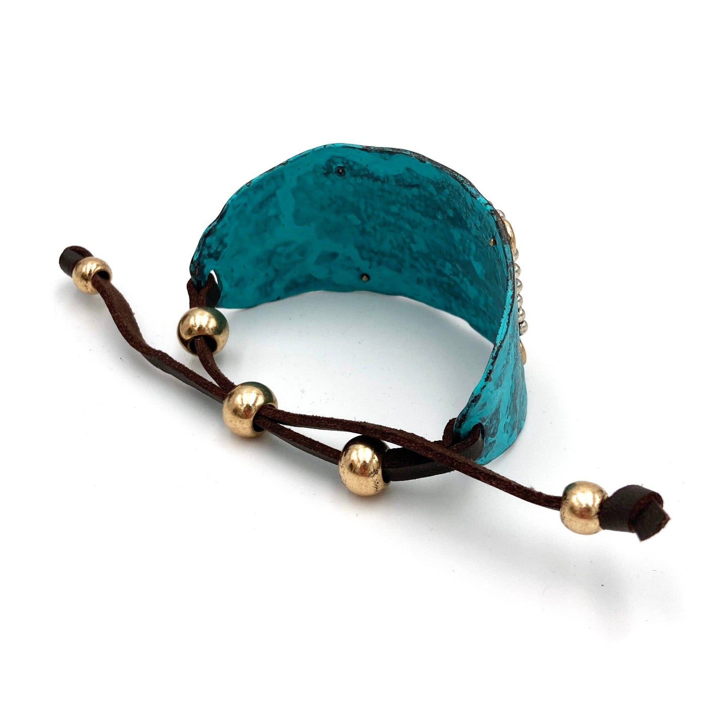 Hide Your Crazy Silver Gold Patina Western Bracelet Cuff: Patina
