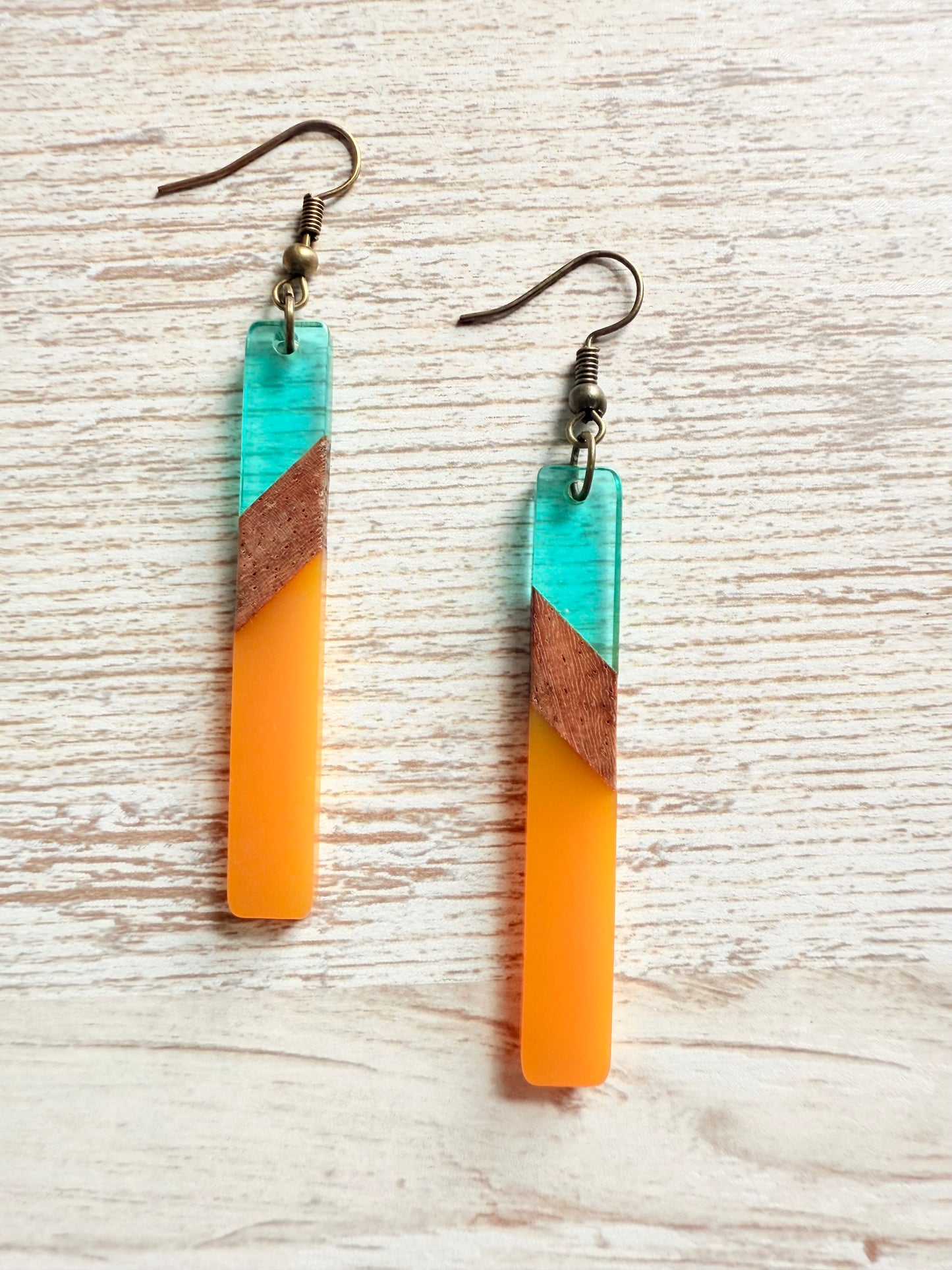 Sunset Coastline Acrylic + Wood Earrings