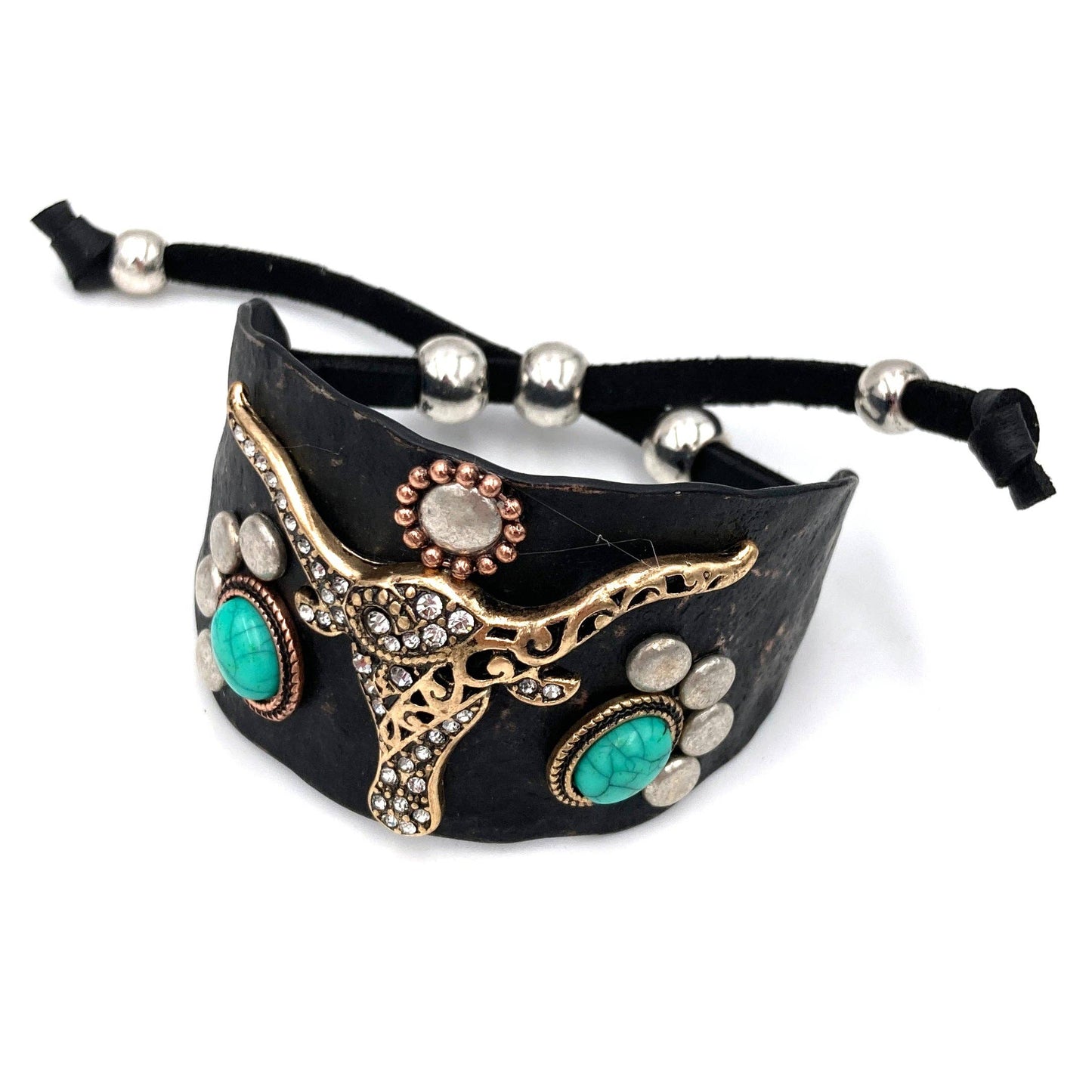 Longhorn Turquoise Western Bracelet Cuff: Patina