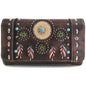 Embroidered Dream Catcher Native Feathers Crossbody Wallet: Brown
