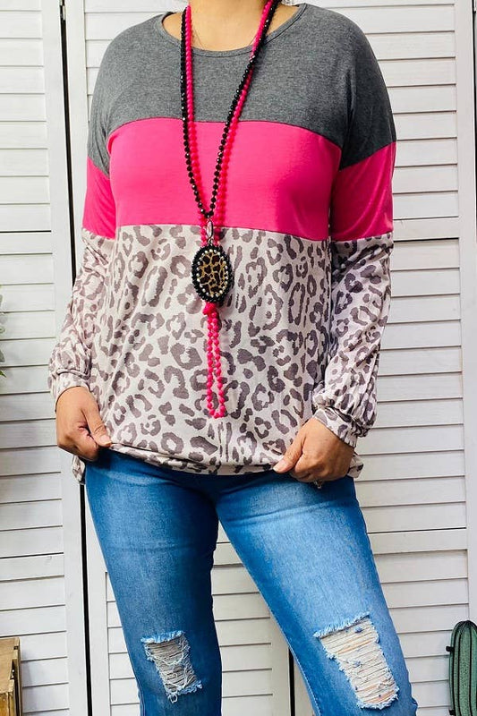 🔥✨ Wild & Free Colorblock Leopard Top ✨🔥- 3XL