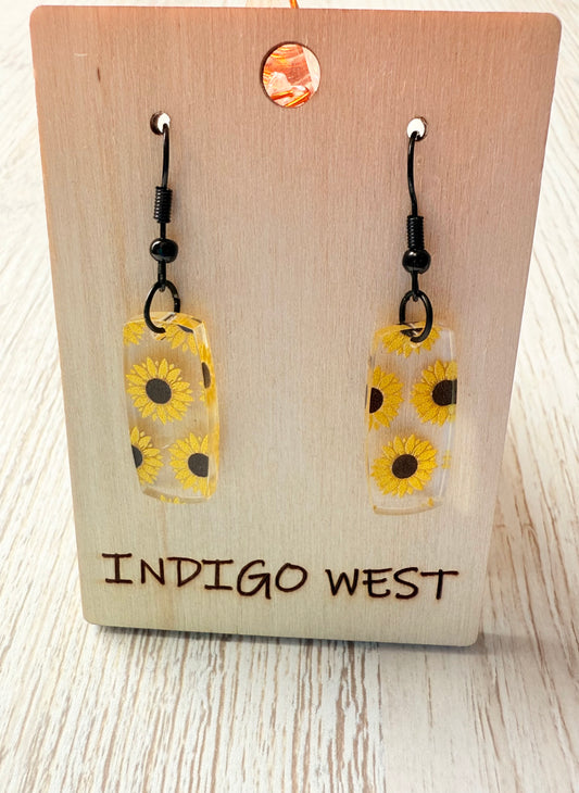 Golden Sunflower Acrylic Earrings