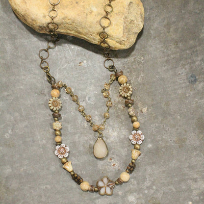 CZECH Me Out Elite Beige & Natural Layered Necklace