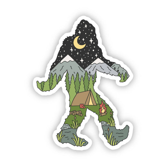Bigfoot Camping Mountain Sticker