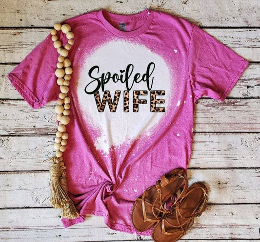 “Spoiled Wife” Bleached shirt: Adult 2X