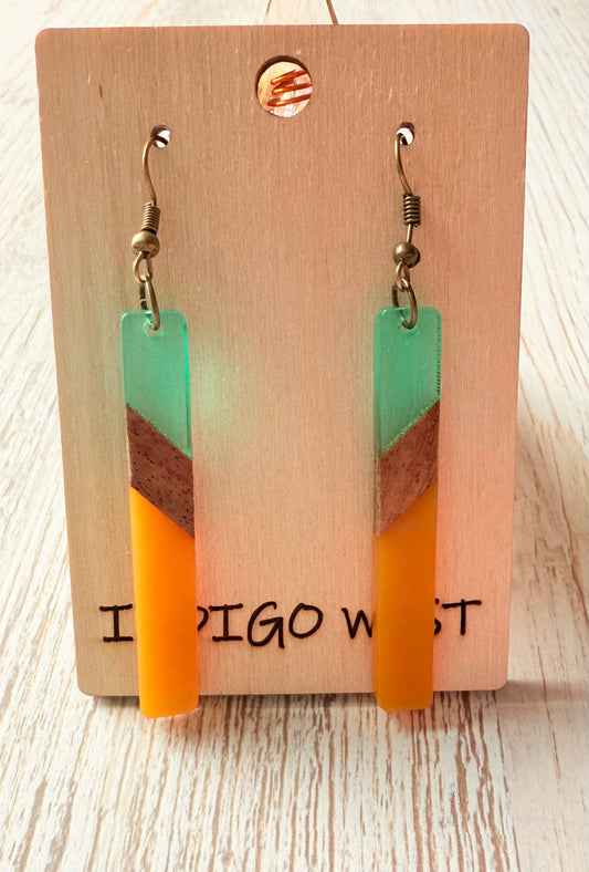 Sunset Coastline Acrylic + Wood Earrings