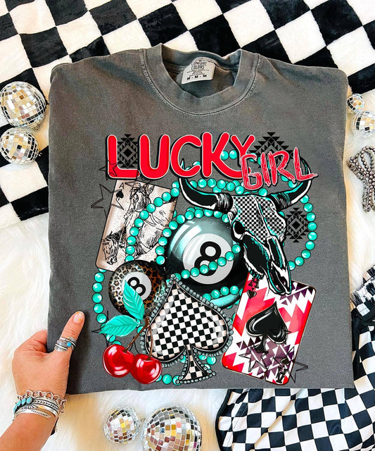 🍒 Lucky Girl Western Graphic Tee 🎱- XXLarge