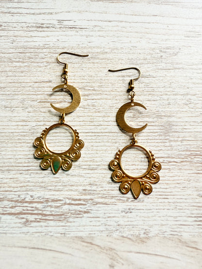 Celestial Boho Brass Earrings