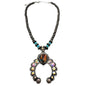 Bisbee Turquoise Squash Blossom AB Rhinestone Necklace