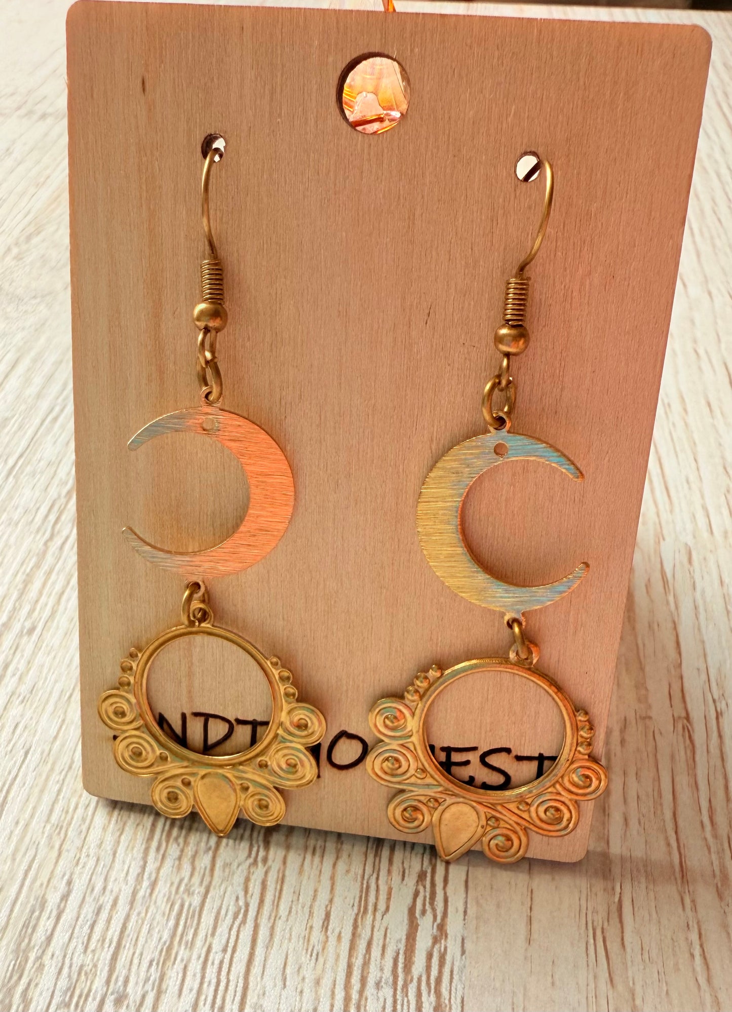 Celestial Boho Brass Earrings
