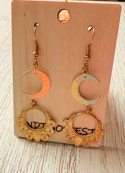 Celestial Boho Brass Earrings