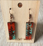 Rustic Spirit Tree Earrings- Rust & Mint Green