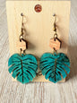 "Jungle Vibes" Monstera Leaf Acrylic and Wood Earrings