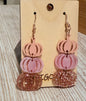 Blush & Rose Gold Pumpkin Dangle Earrings – Hypoallergenic Glitter Statement Jewelry 🎃