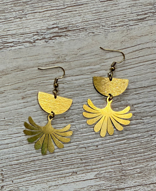 Golden Bloom Earrings- Raw Brass