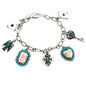 Western Turquoise Crystal with Poker Cards Metal Bracelet