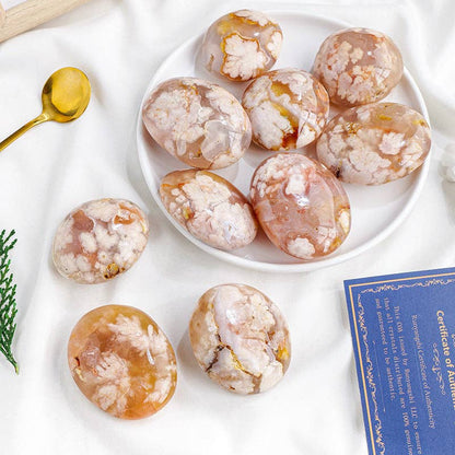 Blossom with Harmony: Flower Agate Palm Stone