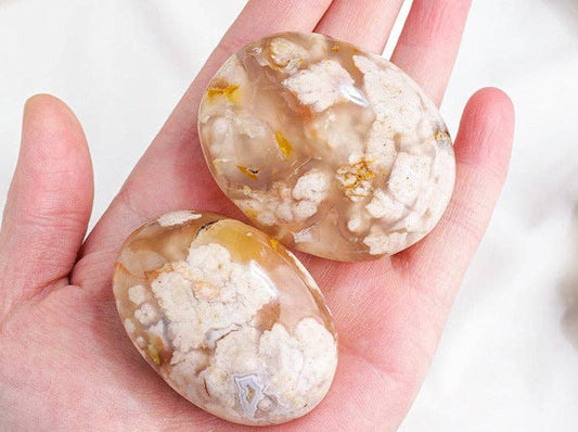 Blossom with Harmony: Flower Agate Palm Stone